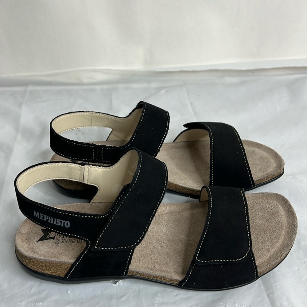 Mephisto Agave Black Bucksoft Cork bottom Sandals EU-38 US-8